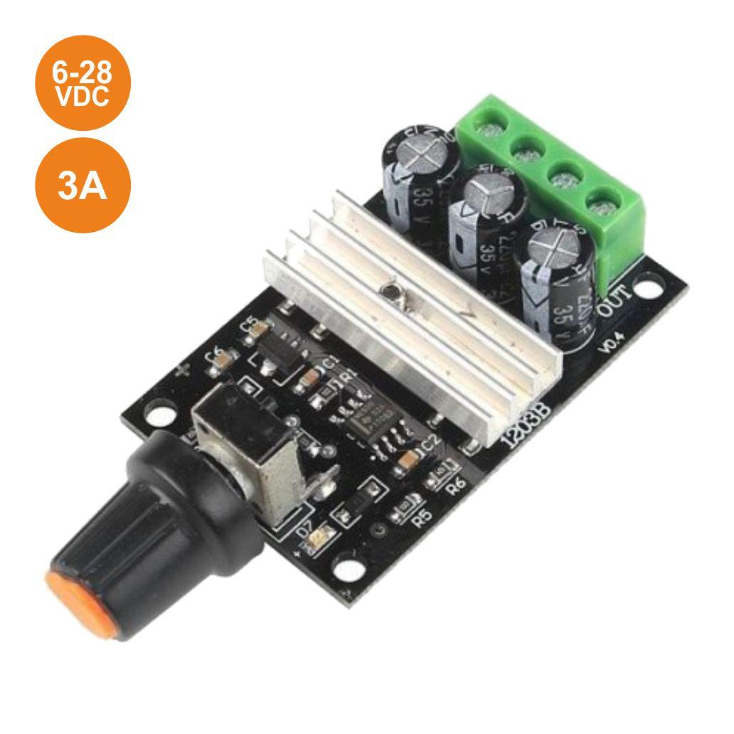 Regulador DC P/ Motores Contínuos PWM 6-28v 3A (imagem para) Regulador DC P/ Motores Contínuos PWM 6-28v 3A