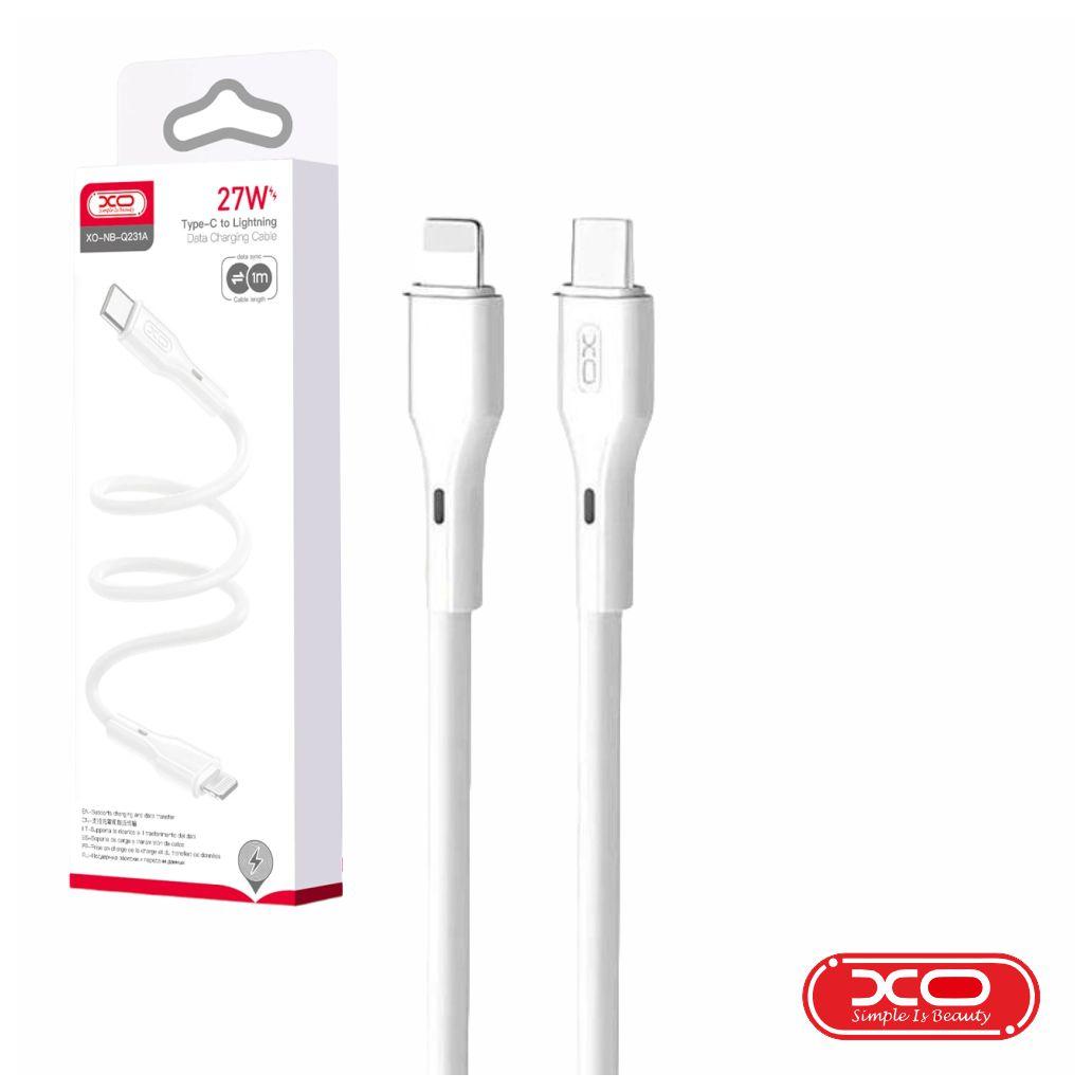 Cabo USB-C Macho / Lightning Macho PD 27W 1m Branco XO (imagem para) Cabo USB-C Macho / Lightning Macho PD 27W 1m Branco XO
