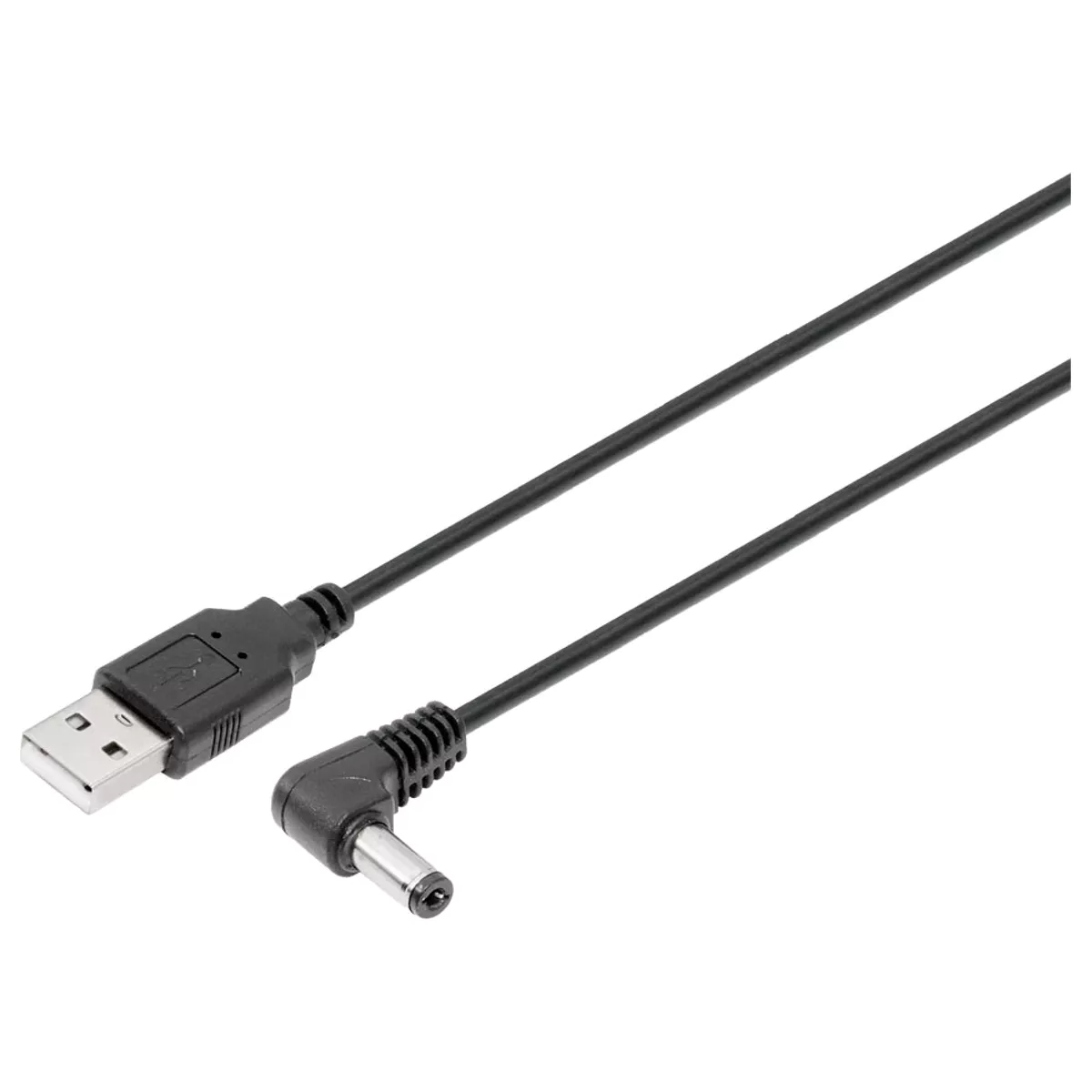 Cabo USB2.0 A macho - DC 5.5x2.1mm fêmea 90º- preto - 1m (imagem para) Cabo USB2.0 A macho - DC 5.5x2.1mm fêmea 90º- preto - 1m